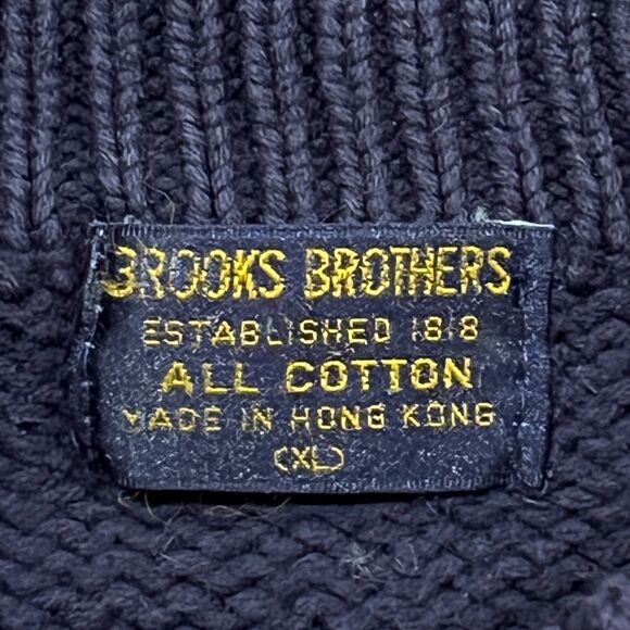 Vintage 80s Brooks Brothers Argyle Sweater 100% Cotton Made in Hong Kong Mens XL - Picture 5 of 8